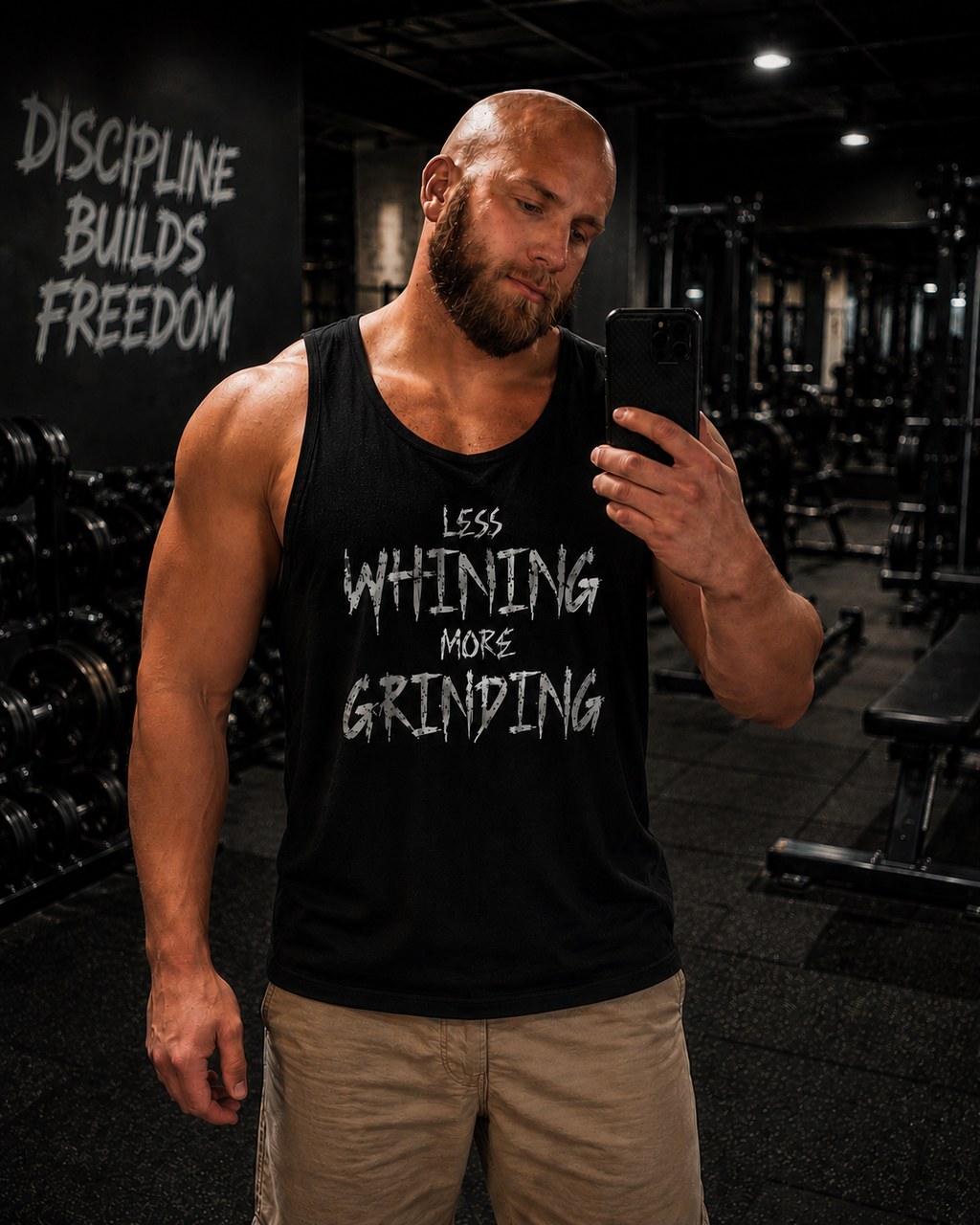Less Whining More Grinding Muscle Tank: Motivational Workout Shirt