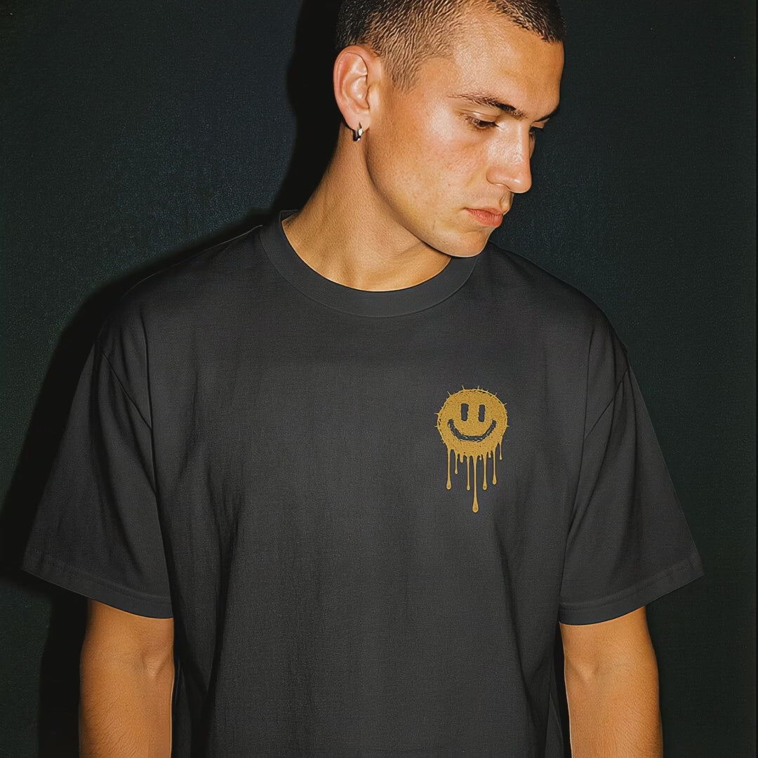 Nothing Beats Getting Yolked – Drip Smiley Graphic Tee